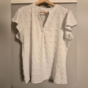 Women's Swiss Dot Ruffle Sleeve Blouse Dressy Casual Work Tops